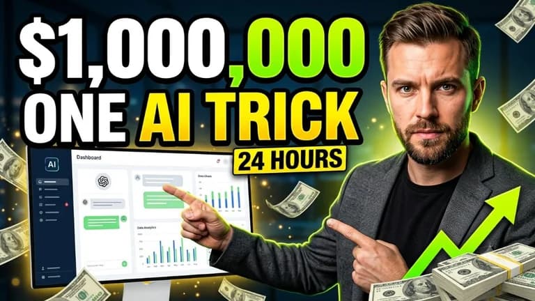 Scored video thumbnail promising one million dollars with one AI trick